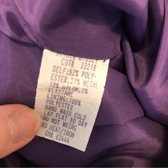 Vintage Nicole Miller Ruched Bodycon Mini Dress Purple Taffeta 2 - Picture 6 of 9